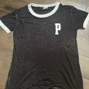 PINK grey and white tee